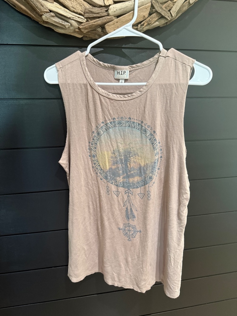 h.i.p. Light Dusty Brown Graphic Dreamcatcher Tank
